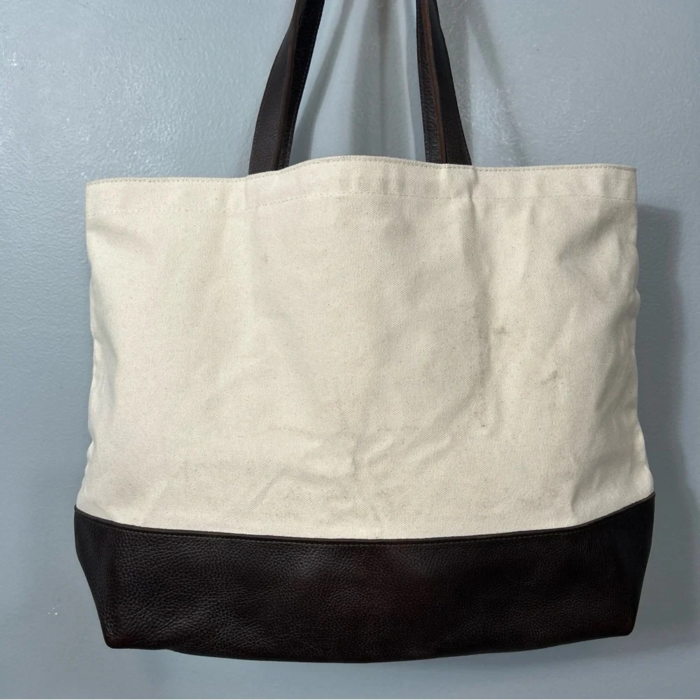 Warden Brooks New York Large Canvas Tote With Leather Handle Made in USA